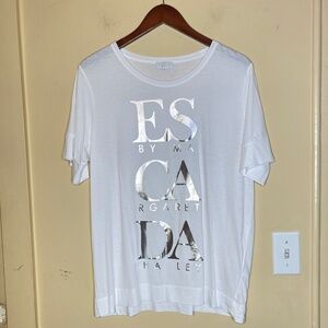 Escada White Tee with Silver Accents